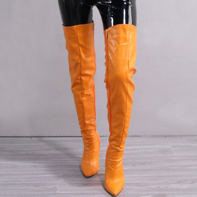 6 / boots 6 XZ294 Plus Size Over Knee Boots Ladies Fashion High Heel Thigh High Leather Boots