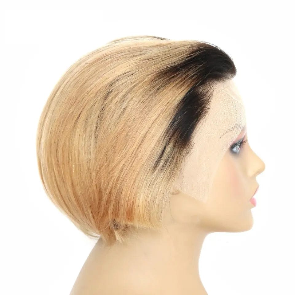 6 Inches / 1B/27 Pixie human hair wig brazilian