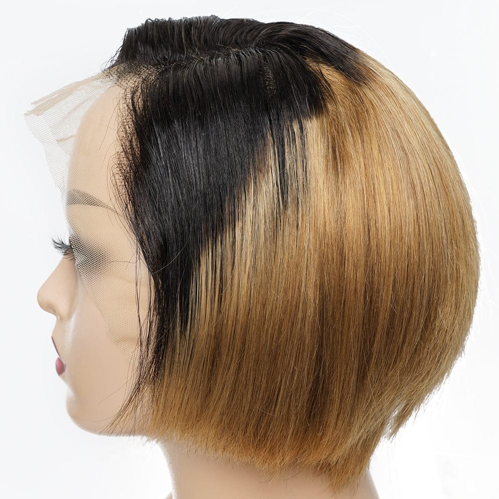 6 Inches / #1B/30 Factory Outlet Pixie Cut Human Hair Wigs Ombre burg 99j Natural Sassoon Style Hair Wigs Glueless Short Cut Wig