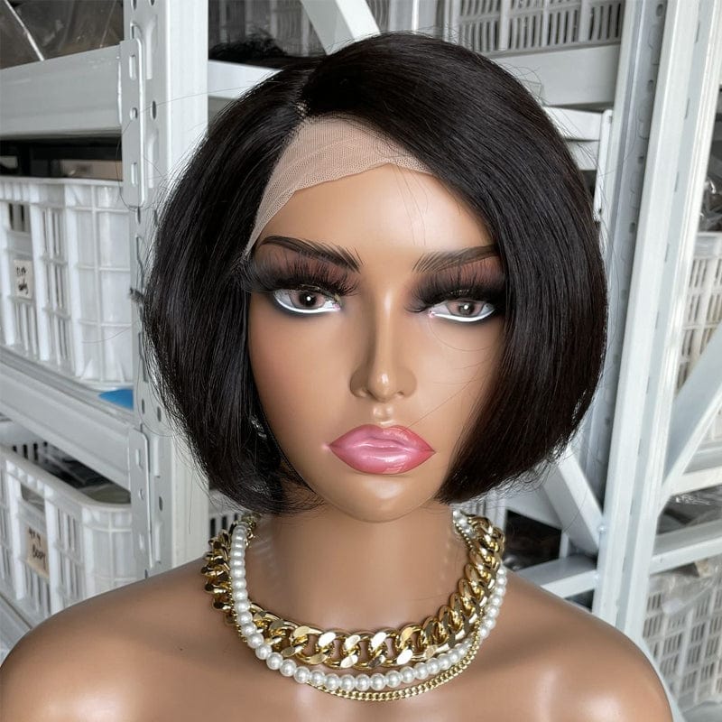 6 Inches / 1b Factory Outlet Short T Lace Frontal Pixie Cut Wigs 180% Density 100% Human Hair Bob Wigs Hair Supplier