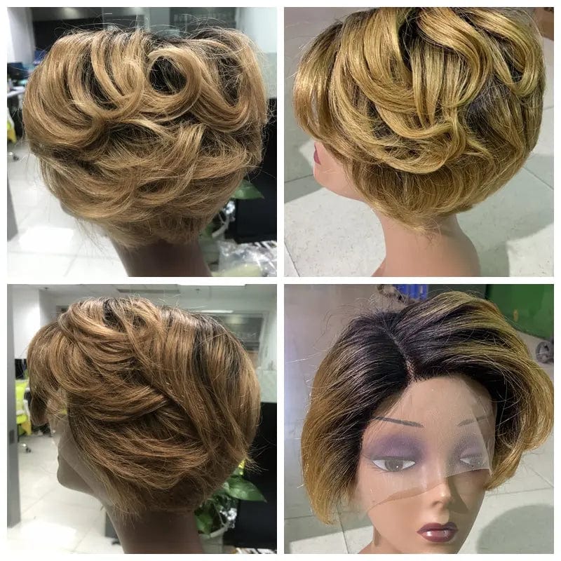 6 Inches / 1B30-st 6 Inch Short Bob Pixie Cut Wig