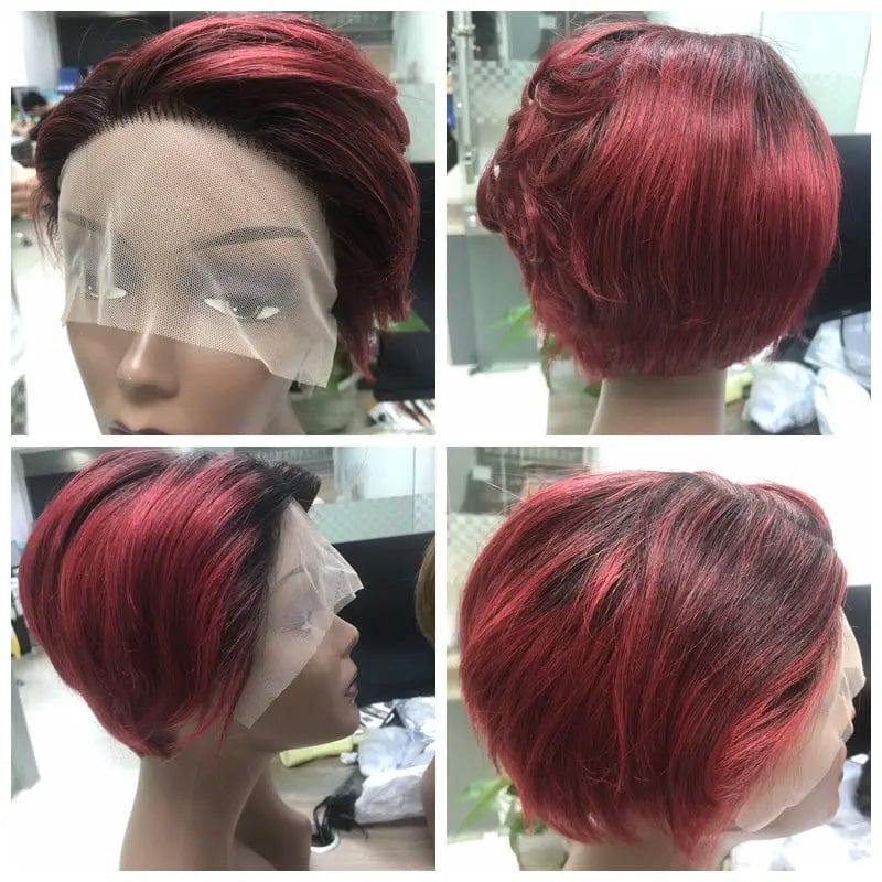 6 Inches / 1B99J 6 Inch Short Bob Pixie Cut Wig