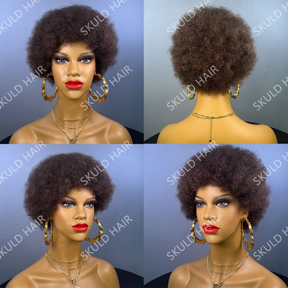 6 Inches / 2 Skuld Short Human Hair Wigs Pixie Cut Human Hair Wigs afro kinky Wig for Black Women Drop Shipping Wholesale