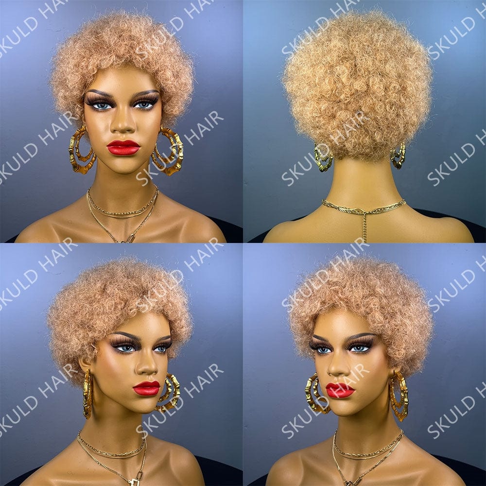 6 Inches / 27 Skuld Short Human Hair Wigs Pixie Cut Human Hair Wigs afro kinky Wig for Black Women Drop Shipping Wholesale