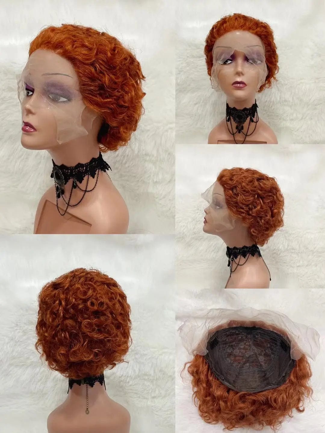 6 Inches / 350 6 Inch Short Bob Pixie Cut Wig