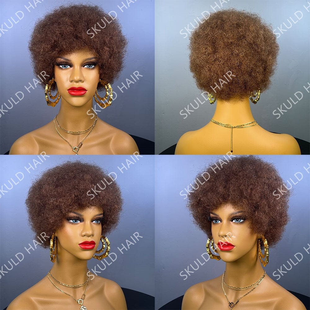 6 Inches / 4 Skuld Short Human Hair Wigs Pixie Cut Human Hair Wigs afro kinky Wig for Black Women Drop Shipping Wholesale