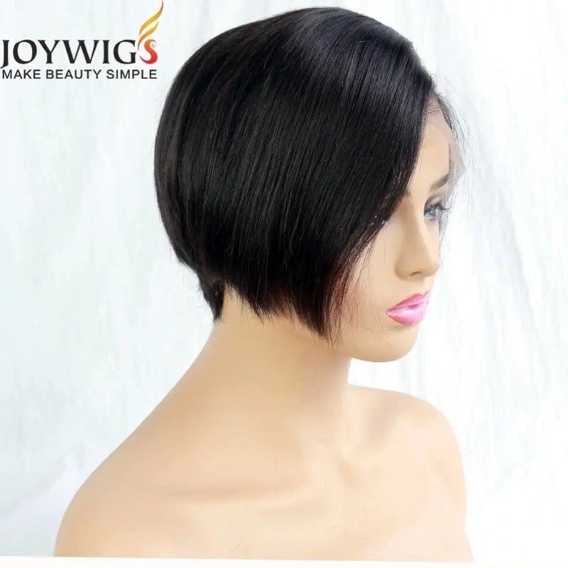 6 Inches / Black Cuticle Aligned Hair Vendors 6in Pixie Cut Human Hair Wigs