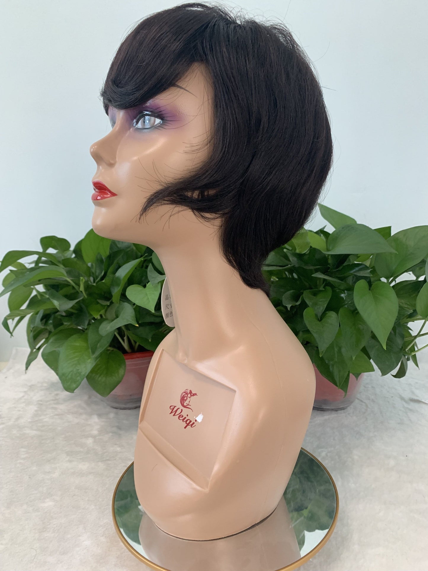 6 Inches / Natural Black 2022 New Hairstyle Cheap Machine Made Short Wigs 100% Unprocessed Raw Brazilian Virgin Human Hair Natural Short Pixie Cut Wigs