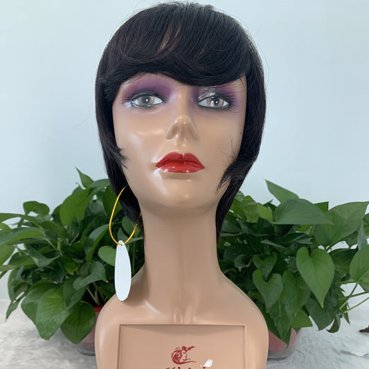 6 Inches / Natural Black 2022 New Hairstyle Cheap Machine Made Short Wigs 100% Unprocessed Raw Brazilian Virgin Human Hair Natural Short Pixie Cut Wigs