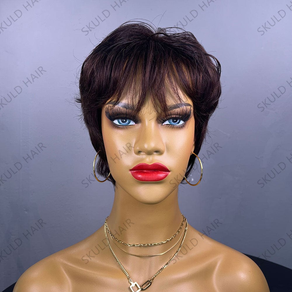 6 Inches / Natural Skuld Short Human Hair Wigs Pixie Cut Human Hair Wigs Cheap Wig for Black Women Drop Shipping Wholesale