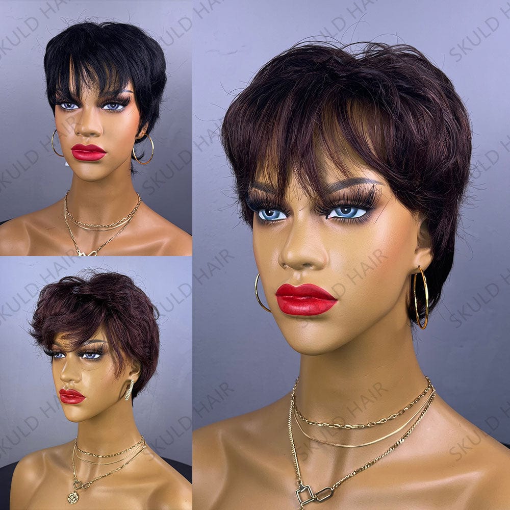 6 Inches / Natural Skuld Short Human Hair Wigs Pixie Cut Human Hair Wigs Cheap Wig for Black Women Drop Shipping Wholesale