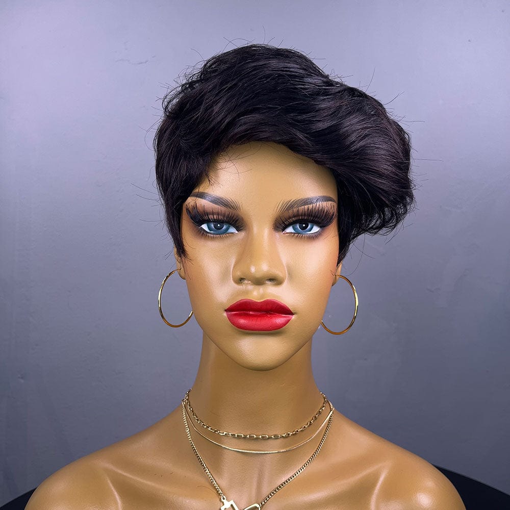 6 Inches / Natural Skuld Short Human Hair Wigs Pixie Cut Human Hair Wigs Cheap Wig for Black Women Drop Shipping Wholesale