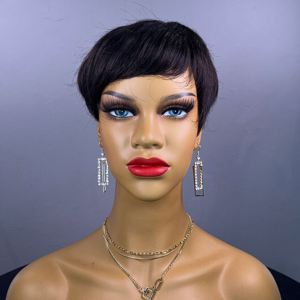 6 Inches / Natural Skuld Short Human Hair Wigs Pixie Cut Human Hair Wigs for Black Women Drop Shipping Wholesale