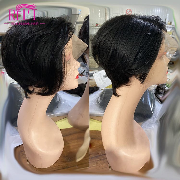 6 Inches / Straight Short Straight BOB Wigs Brazilian Hair Wholesale Cheap Human Hair Wig With Bangs Pixie Cut Wig Human Hair