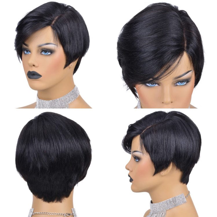 6 Inches / Straight Short Straight BOB Wigs Brazilian Hair Wholesale Cheap Human Hair Wig With Bangs Pixie Cut Wig Human Hair