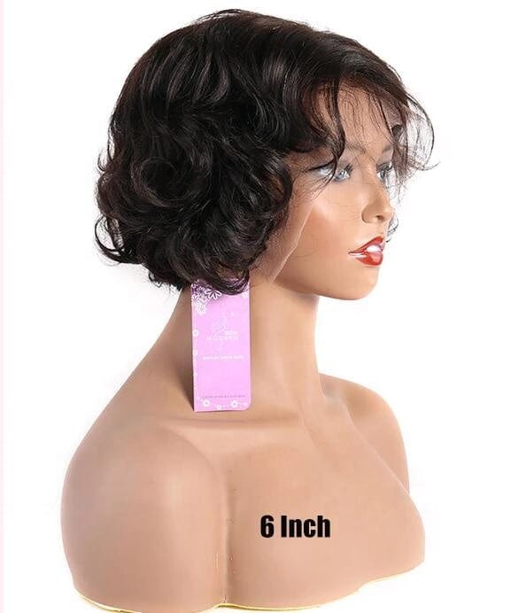 6 Inches / t-part loose wave Pixie Cut Short Lace Front Human Hair Wigs For Women 13X4x1 T-part wig Straight Lace Front Natural Remy 150 Brazilian