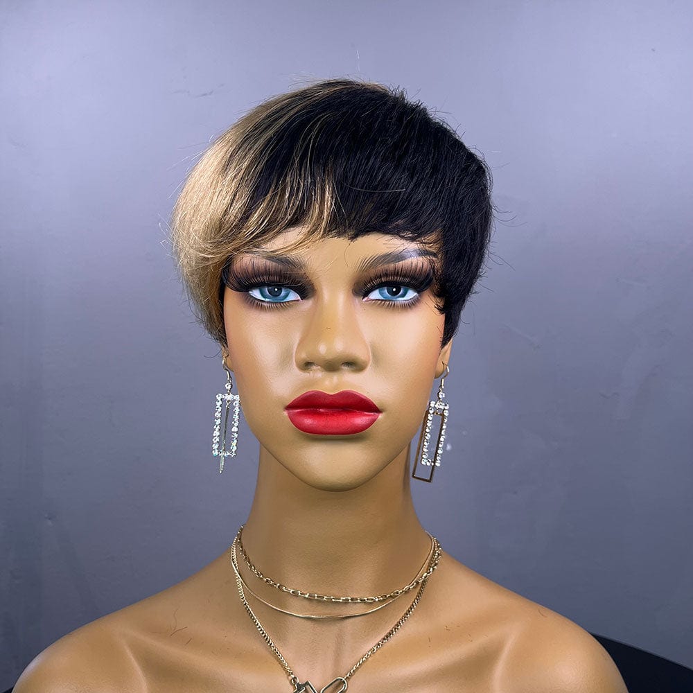 6 Inches / T1b-27 Skuld Short Human Hair Wigs Pixie Cut Human Hair Wigs for Black Women Drop Shipping Wholesale