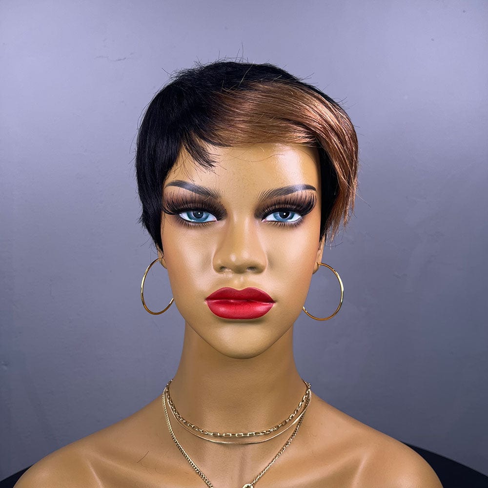 6 Inches / T1b-30 Skuld Short Human Hair Wigs Pixie Cut Human Hair Wigs Cheap Wig for Black Women Drop Shipping Wholesale