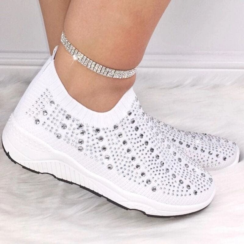 6 / White Autumn Breathable Bling Ladies Casual Flat Fashion Cushion Sneakers Women Sport Shoes