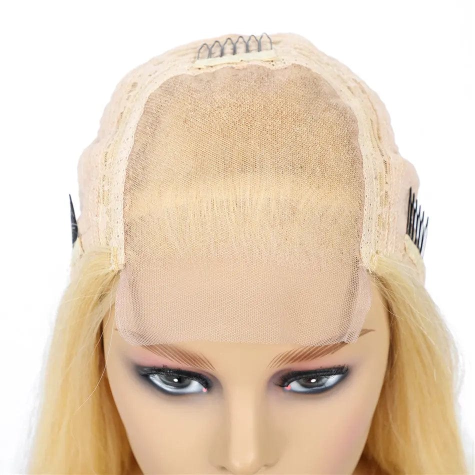 613# Blonde Straight Human Hair Lace Closure Wigs