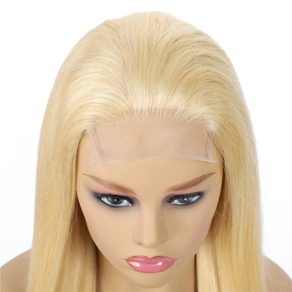 613# Blonde Straight Human Hair Lace Closure Wigs