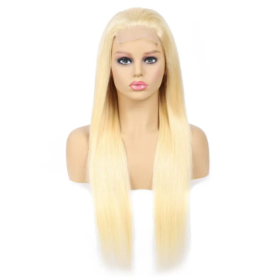 613# Blonde Straight Human Hair Lace Closure Wigs