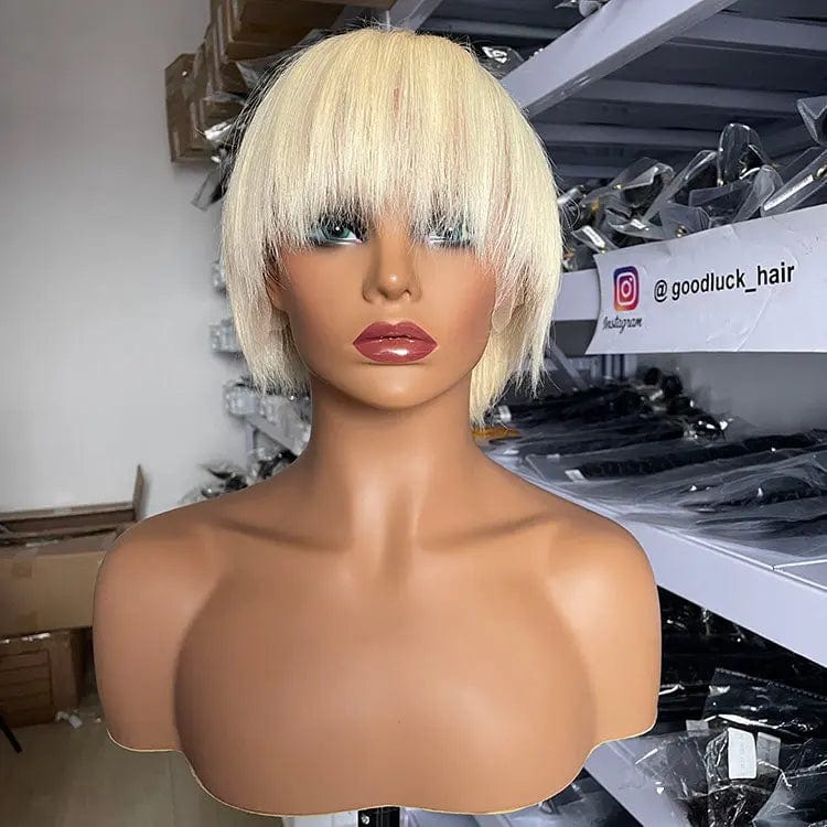 613# Goodluck Pixie Cut Wig Human Hair Curly Bob