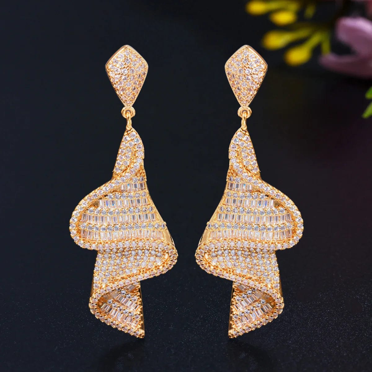 7 Fashion 24K Gold Plated Wholesale Dubai Gold Earrings Jewelry Women Cute Gift Party Western Wedding Copper Zircon Jewelry set