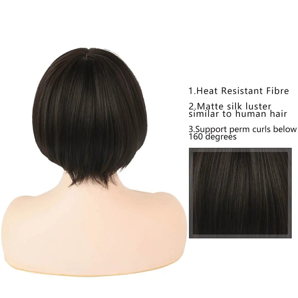 7JHH Natural Black Straight Synthetic Wigs