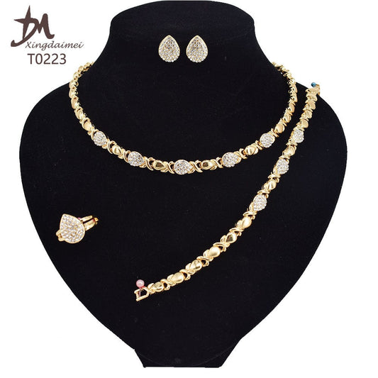 8 / 18k gold T0223 New design Hot Sale 18K gold Water Drop diamond jewelry set