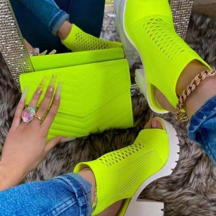 8(39) / Green LESLIDES Block High Heels Peep Toe Ankle Boots Womens Slingback Wedge Sandals Platform Shoes