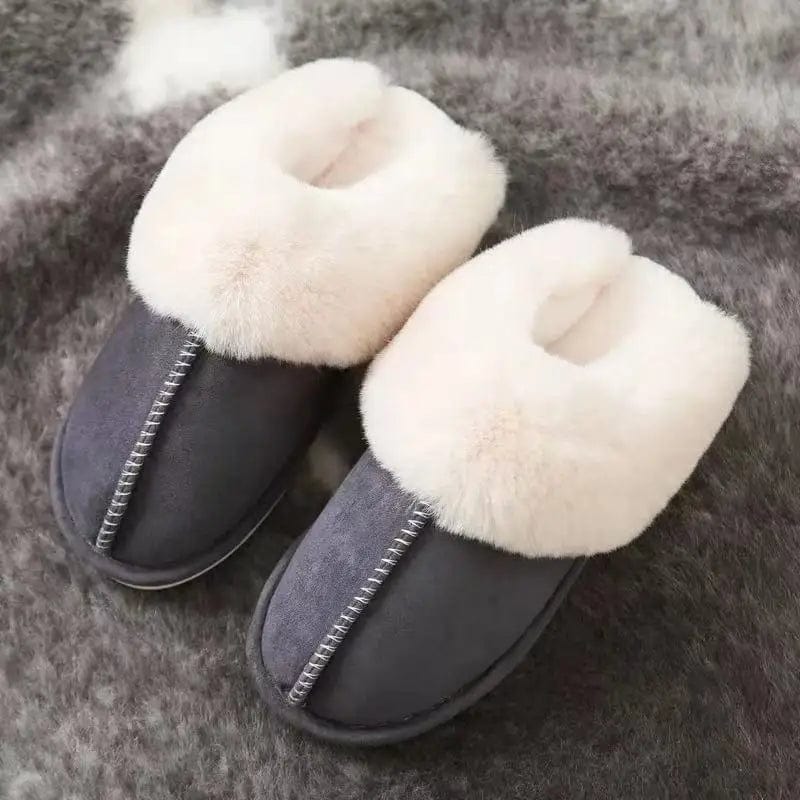 8.5 / Grey Plush Warm Home Lightweight Soft Comfortable Winter Women's Cotton snow boots