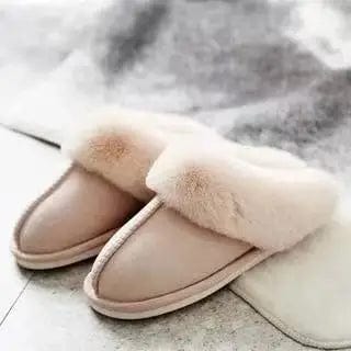 8.5 / Ivory Plush Warm Home Lightweight Soft Comfortable Winter Women's Cotton snow boots