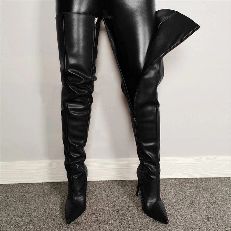 8 / boots 4 XZ294 Plus Size Over Knee Boots Ladies Fashion High Heel Thigh High Leather Boots