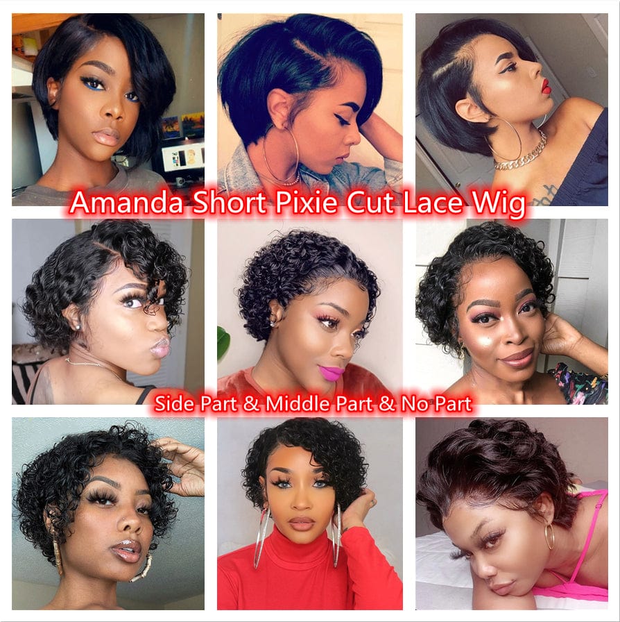 8 Inch Brazilian Vrigin Remy Short Pixie Cut Lace Front Human Hai Bob Wigs for Black Women