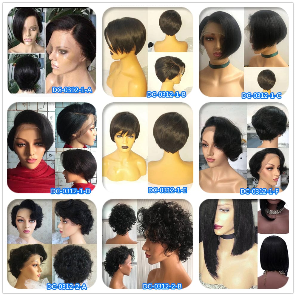 8 Inch Brazilian Vrigin Remy Short Pixie Cut Lace Front Human Hai Bob Wigs for Black Women