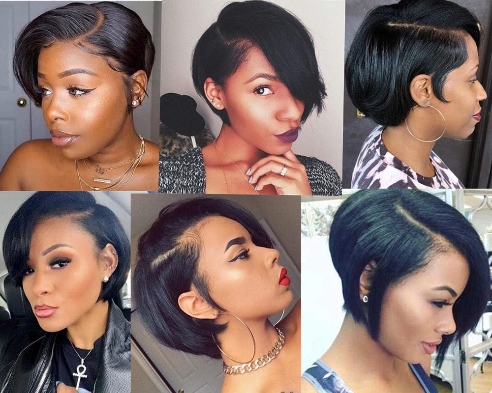 8 Inch Brazilian Vrigin Remy Short Pixie Cut Lace Front Human Hai Bob Wigs for Black Women