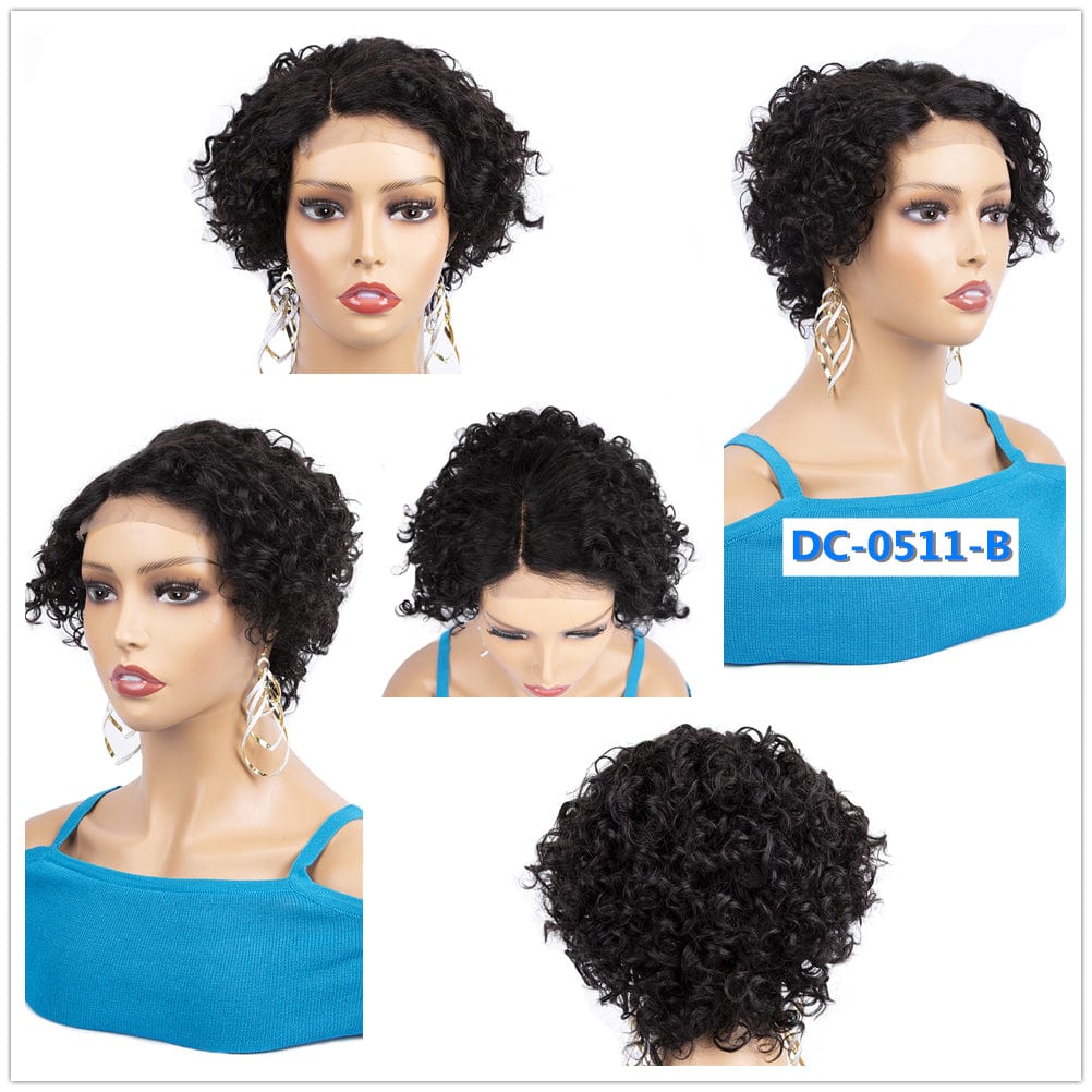 8 Inch Brazilian Vrigin Remy Short Pixie Cut Lace Front Human Hai Bob Wigs for Black Women