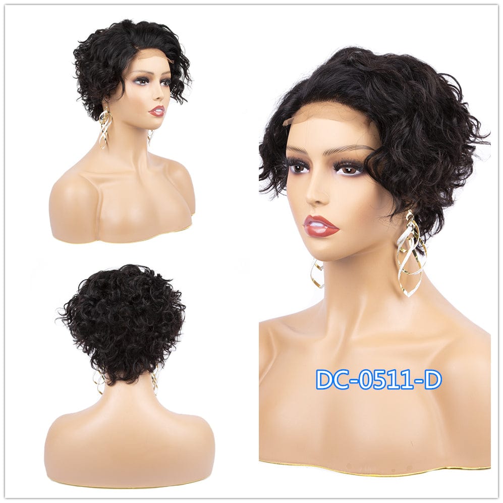 8 Inch Brazilian Vrigin Remy Short Pixie Cut Lace Front Human Hai Bob Wigs for Black Women