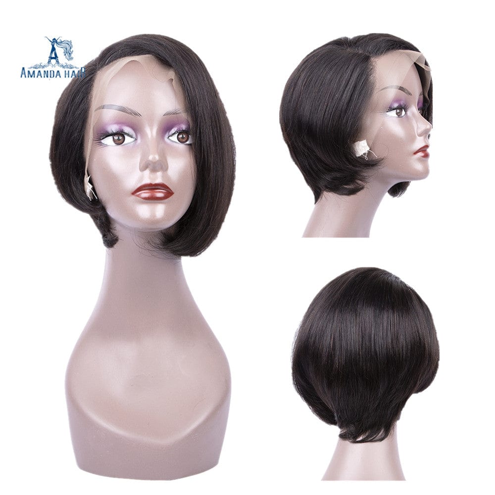 8 Inch Brazilian Vrigin Remy Short Pixie Cut Lace Front Human Hai Bob Wigs for Black Women