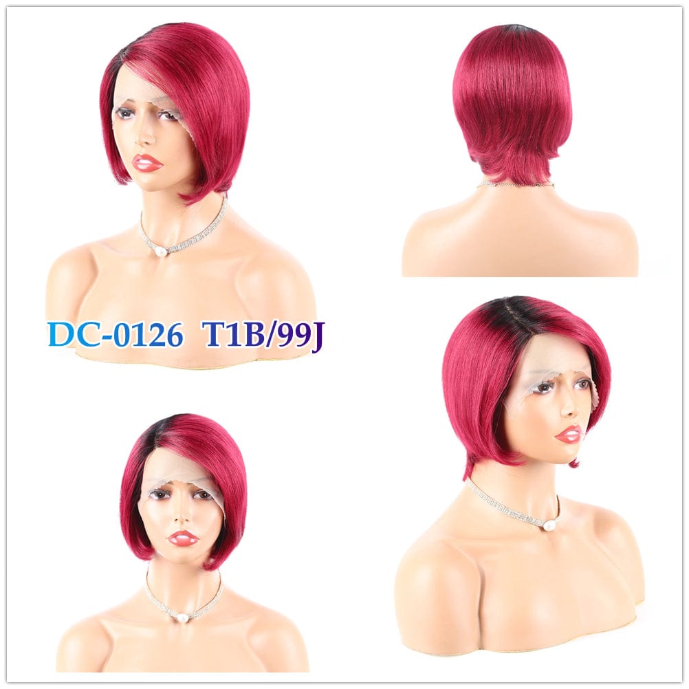 8 Inch Brazilian Vrigin Remy Short Pixie Cut Lace Front Human Hai Bob Wigs for Black Women