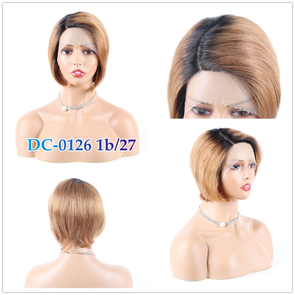 8 Inch Brazilian Vrigin Remy Short Pixie Cut Lace Front Human Hai Bob Wigs for Black Women