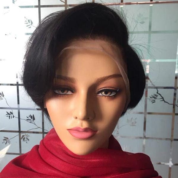 8 Inches / 13X4 lace front wig Wholesale Pixie Cut Human Hair Wigs Bob Brazilian Human Hair Boy Cut Short Wigs For Granny and Young Girl