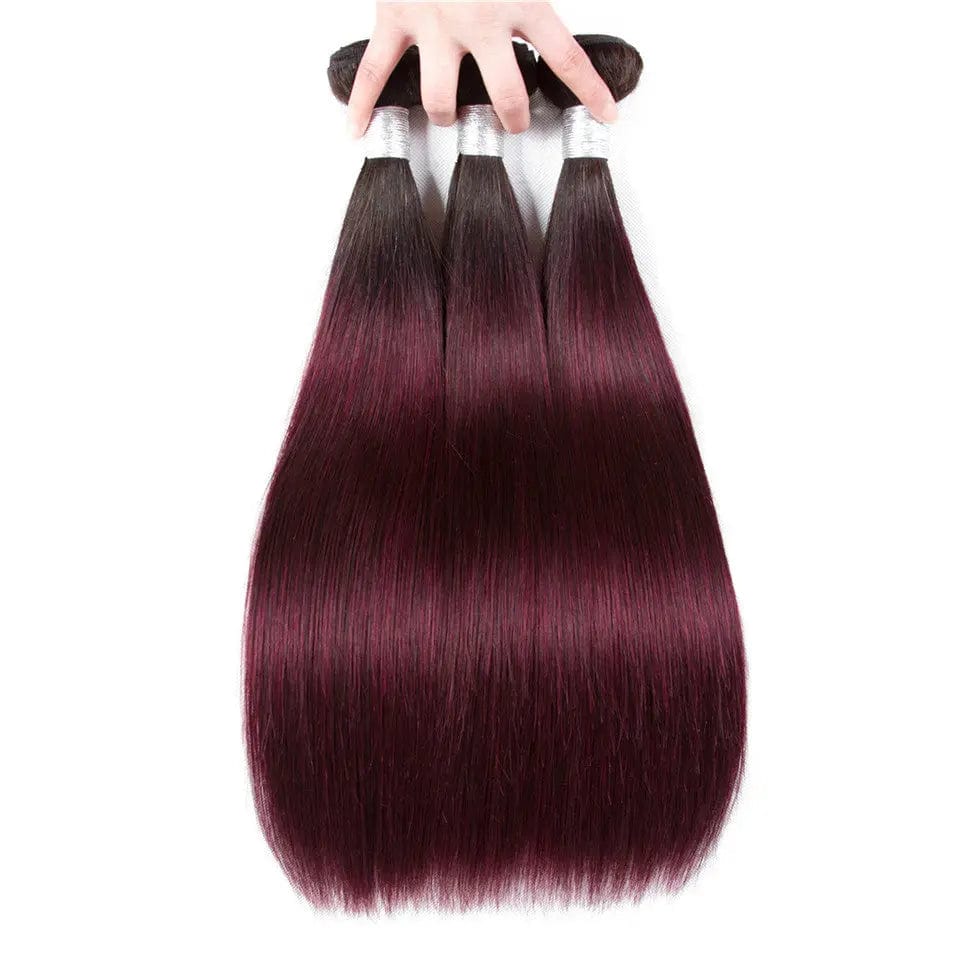 8 Inches / 1B 99J bundle 130% Density Burgundy Red Wigs