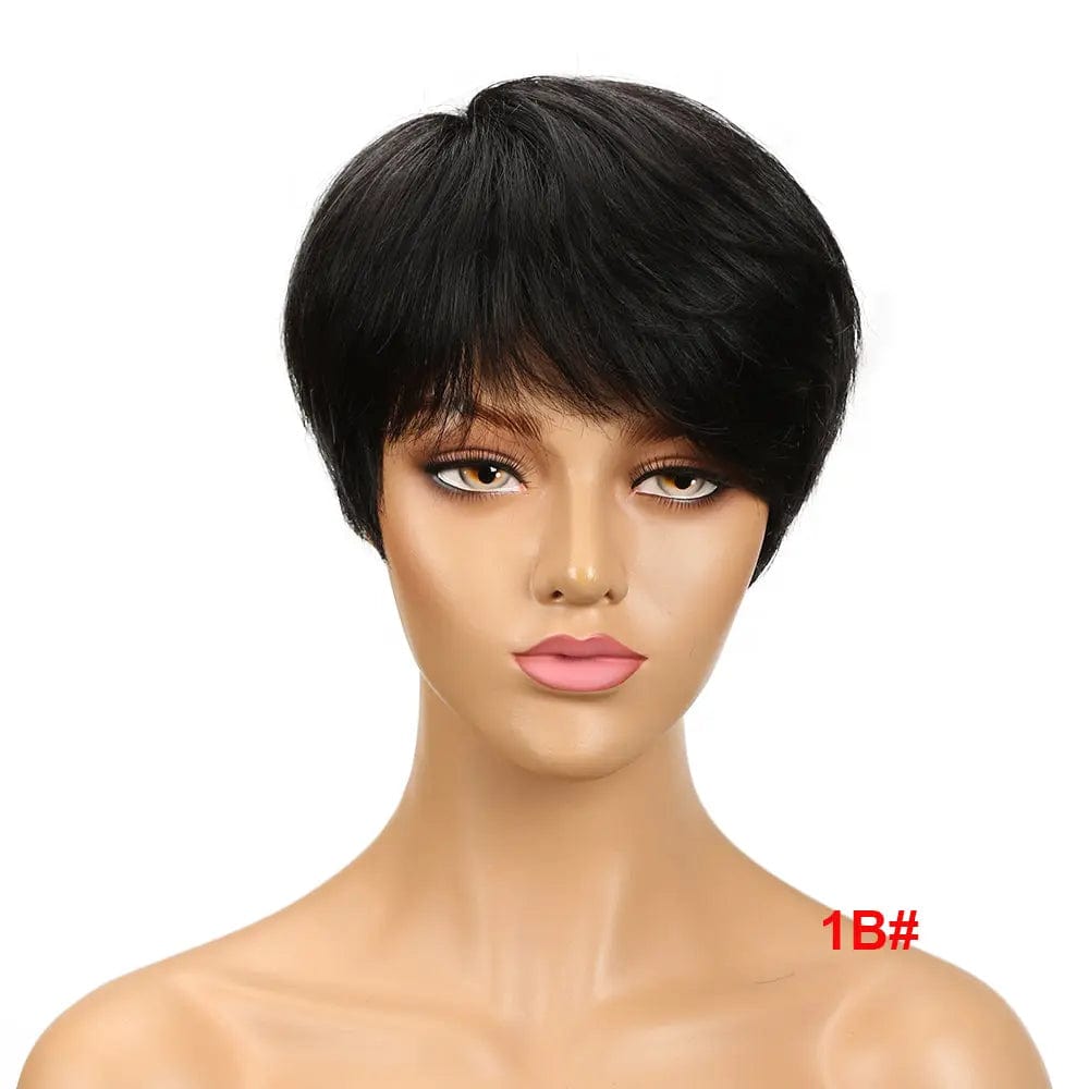 8 Inches / 1B JOEDIR Short Cut Straight Hair Wigs Peruvian Hair