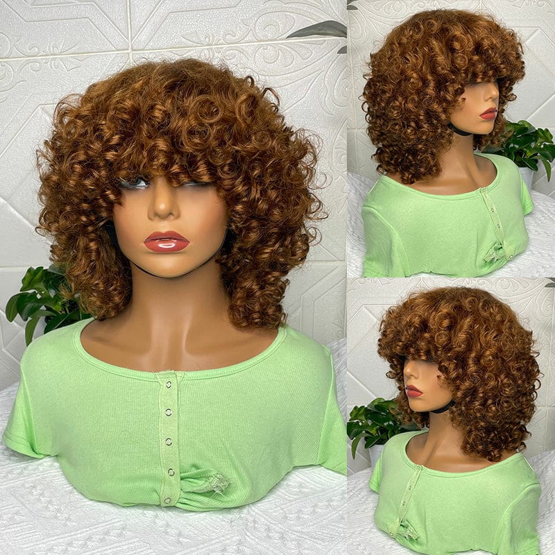 8 Inches / 30# 12A Machine Made Wig New Deep Curly Wave