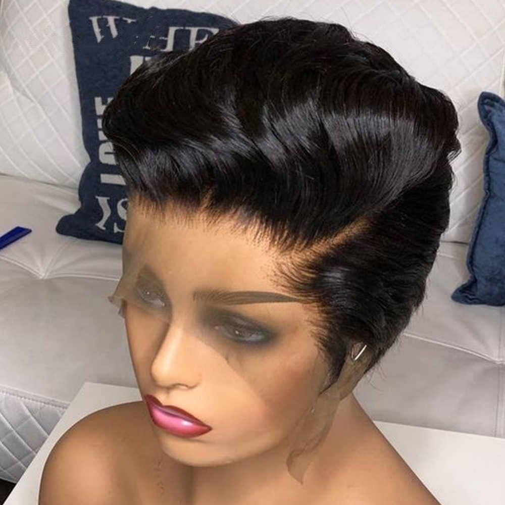 8 Inches / 4*4 lace closure wig Daily Wearing Short Pixie Cut Human Hair Wigs Virgin Brazilian Cuticle Aligned Lace Front Wig For Woman