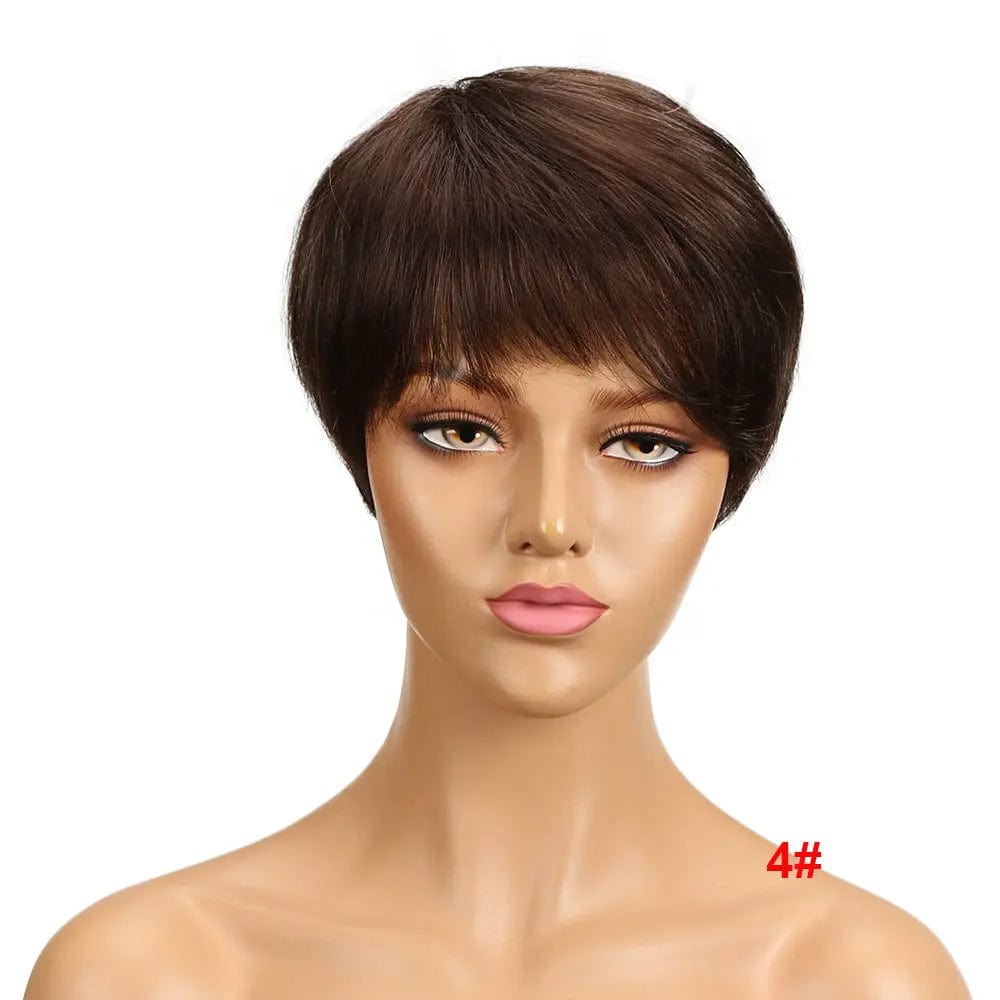 8 Inches / 4 JOEDIR Short Cut Straight Hair Wigs Peruvian Hair