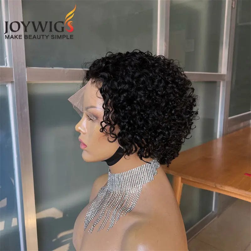 8 Inches / 8in 180% Density Short Pixie Cut Curly Wig