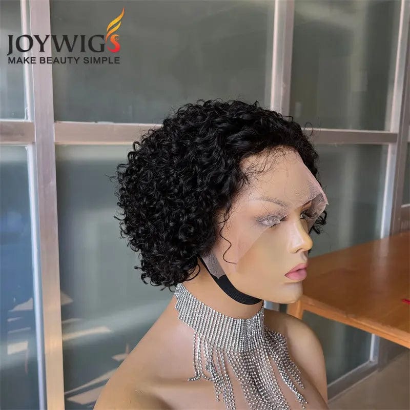 8 Inches / 8in 180% Density Short Pixie Cut Curly Wig